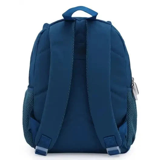 תיק גן לילדים ZOOLITTLE דגם BLUE CAT בצבע נייבי עם גב אורטופדי ורצועות מרופדות, מבט מאחור