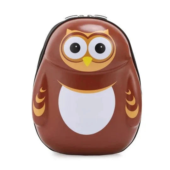 תיק גב ילדים קשיח ZOOLITTLE דגם Owl ינשוף חום עשוי פוליקרבונט קל משקל, נפח 12.5 ליטר, מבט חזית