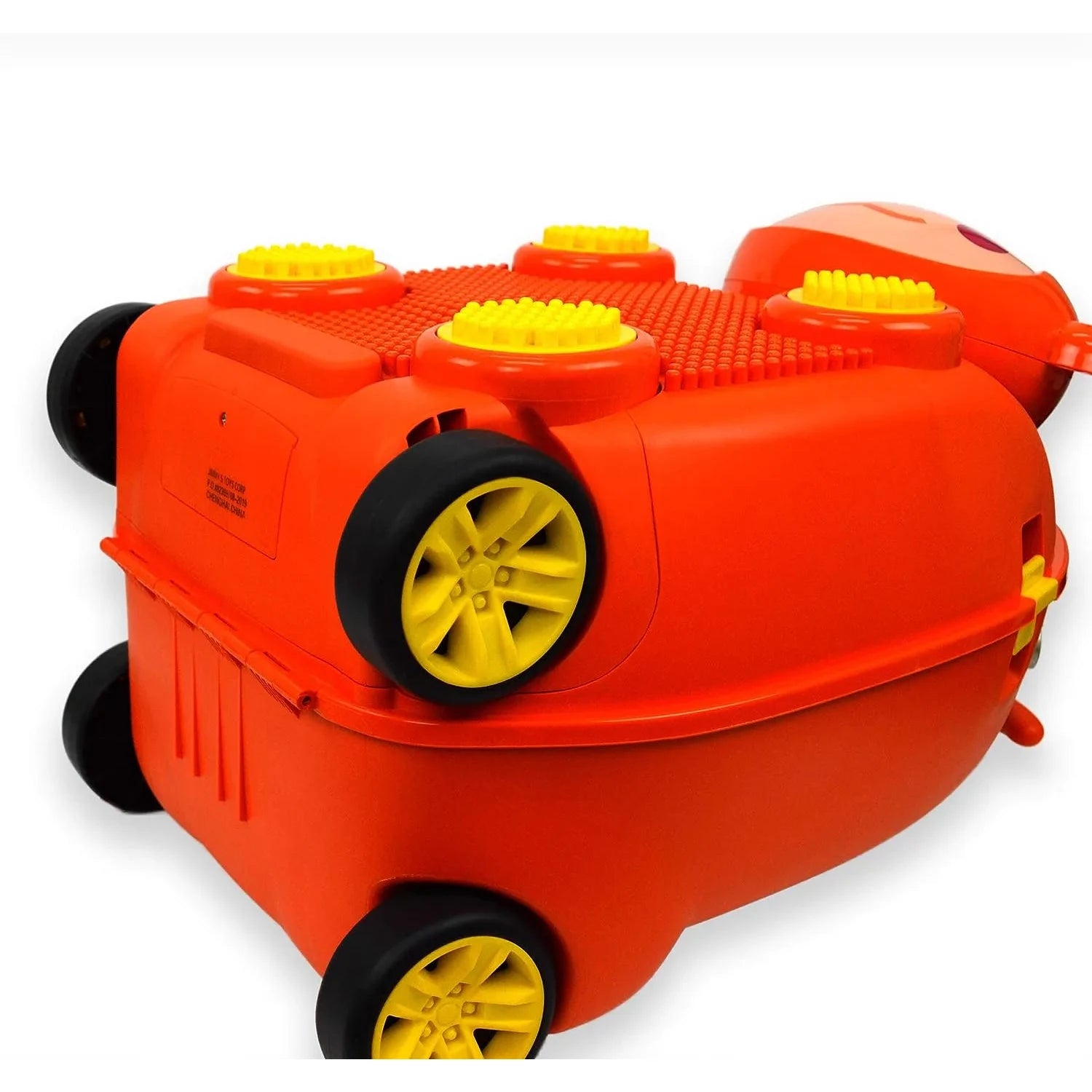 מזוודת לילדים ZOOLITTLE Monkey LEGO 18 אינץ, זווית עליונה עם 4 גלגלי סיליקון ומשטח תואם לגו