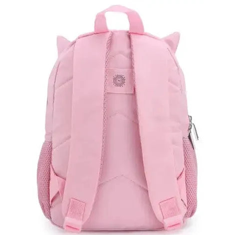 תיק גן לילדים ZOOLITTLE דגם Pink Cat1 בצבע ורוד, עם גב אורטופדי וכתפיות מרופדות, מבט מאחור