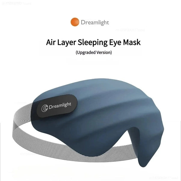 מסכת שינה 4D בכחול מבית Dreamlight עם רצועת ראש מתכווננת רחבה להתאמה אישית נוחה לפי היקף הראש