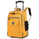 תיק גב טרולי עליה למטוס 2 ב-1 מבית AIR ROLL בצבע צהוב עם ידית טרולי נשלפת, כיס קדמי וכיס רשת צדדי