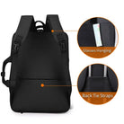 תיק גב AOKING Business Pro דגם SN86099 עם כיס משקפיים סמוי ורצועה להלבשה על מזוודת טרולי, מבט אחורי