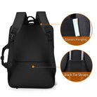 תיק גב AOKING Business Pro דגם SN86099 עם כיס משקפיים סמוי ורצועה להלבשה על מזוודת טרולי, מבט אחורי