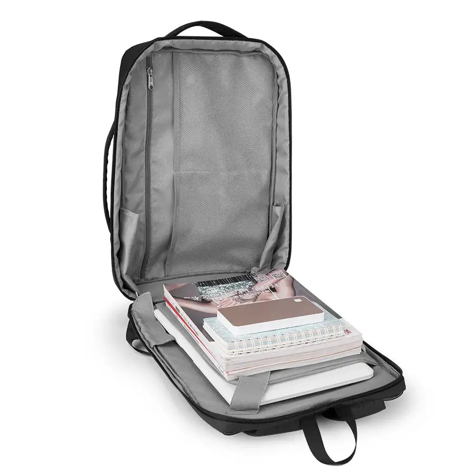 תיק נסיעות AOKING Business Pro דגם SN86099 עם תא פנימי מרווח לספרים ולפטופ ותא רשת עליון עם רוכסן