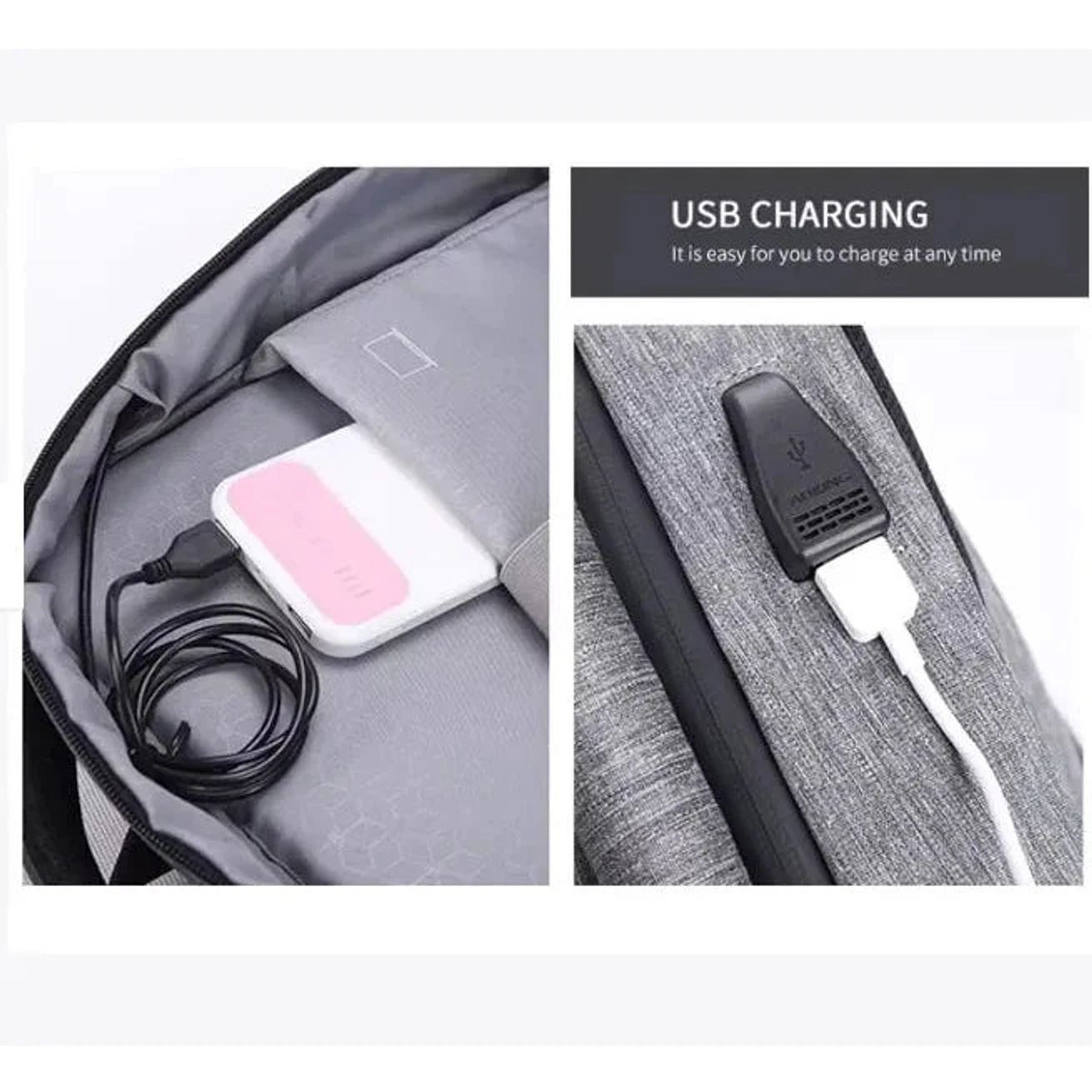 תיק גב עסקי AOKING דגם SN86162, שקע טעינת USB מובנה לטעינת טלפון נייד תוך כדי נסיעה