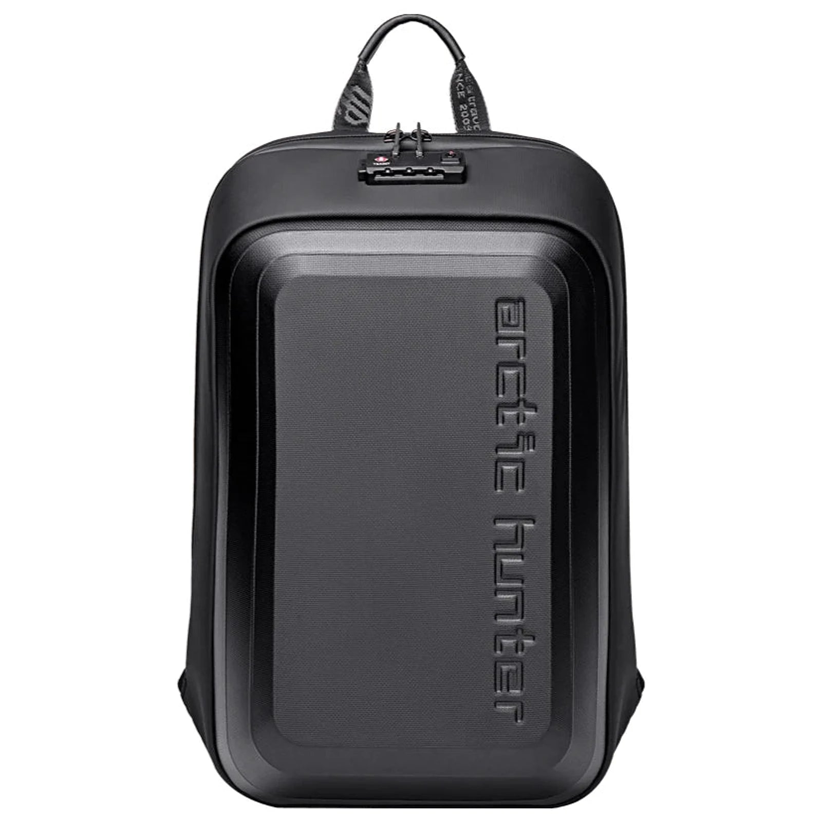 תיק גב עסקי קשיח Arctic Hunter Pro B00451 בצבע שחור עם מנעול TSA - מבט קדמי