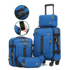 סט נסיעות 4 חלקים CABIN FLUX Apex Ranger בצבע כחול בלו קורל, עם מנעול TSA ושקע טעינה USB, מבט מלא