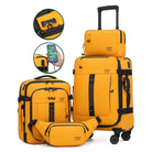 סט נסיעות 4 חלקים CABIN FLUX Apex Ranger בצבע צהוב כאמל, טרולי עם תיק עליה פאוץ' ותיק רחצה תואמים