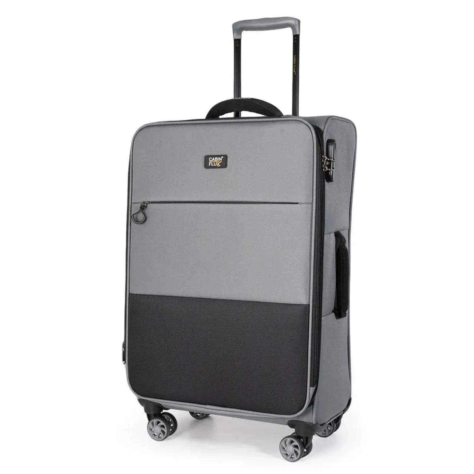 מזוודה בינונית Spirit C-Lite 25 אינץ בצבע אפור מבית CABIN FLUX עם שלדת קרבון ובד Eva Composite עמיד, מבט חזיתי