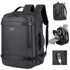 תיק עליה למטוס CABIN FLUX Eagle 40L ללפטופ 17 אינץ', קולאז' מבט קדמי וצידי ויציאת USB לטעינה