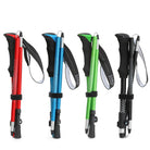 ארבעה צבעים של מקל הליכה נורדית CABIN FLUX Mont Blanc מקופל: אדום, כחול, ירוק ושחור