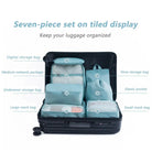 סט 7 ארגוניות CABIN FLUX תכלת Basic Pack בתוך מזוודה עם תוויות מוצר לזיהוי כל חלק בקלות