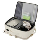 תיק עלייה למטוס נשי CABIN FLUX Vespra פתוח לרווחה 180 מעלות, ארגון פנימי עם מחשב נייד מצלמה ואוזניות