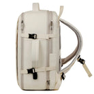 תיק עלייה למטוס נשי CABIN FLUX Vespra בצבע אוף-ווייט, פרופיל צד עם רוכסנים ואבזמי הידוק, מבט צד
