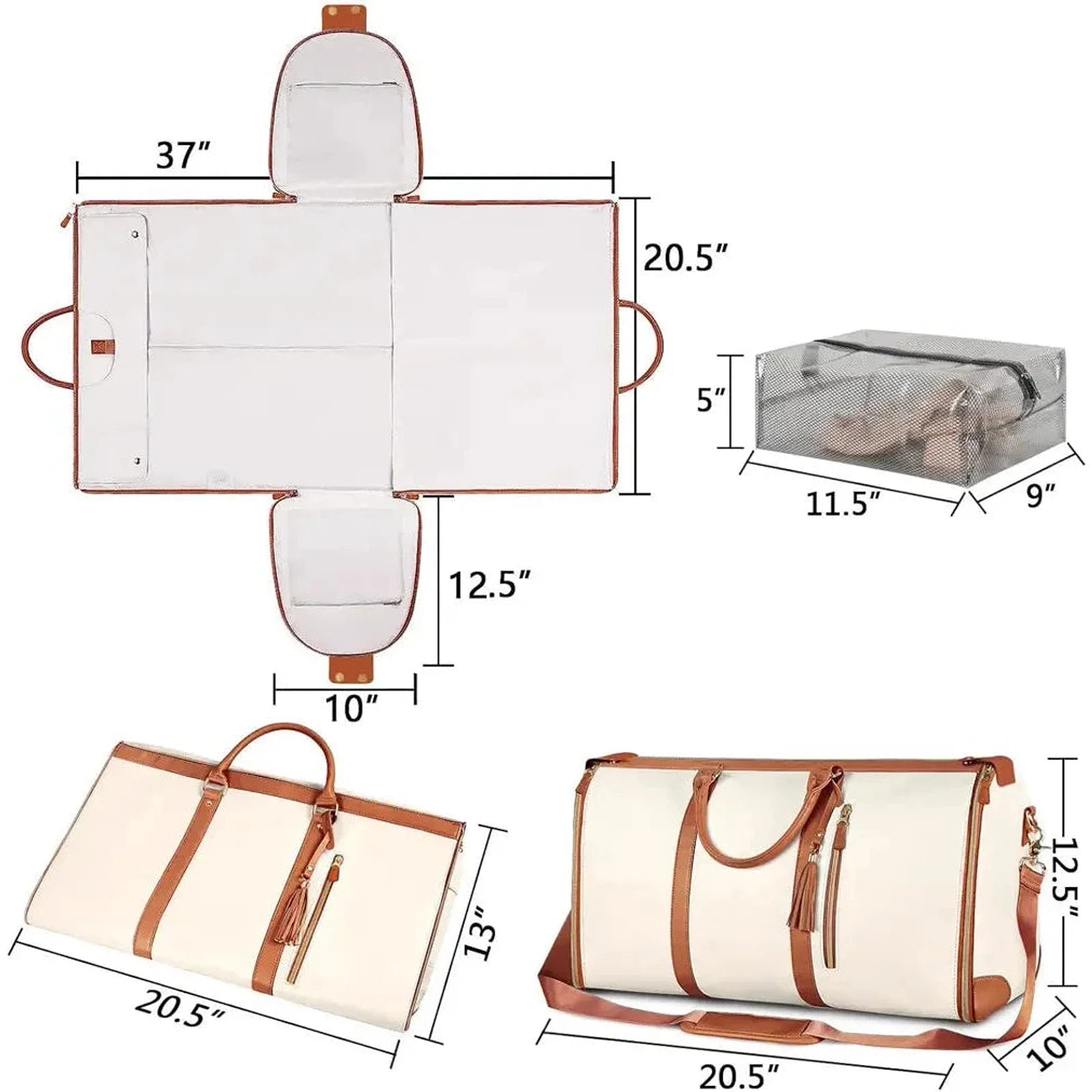 תיק נסיעות COMFORT MAGIC BAG קרם נפח 40 ליטר מידות 52 על 32 על 24 סנטימטר ותרשים חליפון ותיק נעליים
