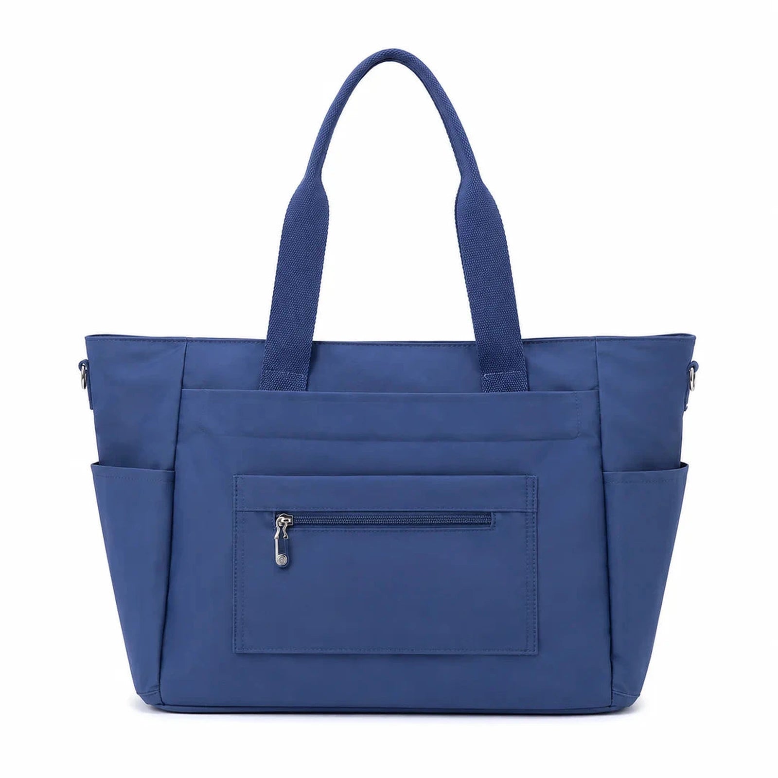 תיק צד COOLPASE Carry Travel Tote בצבע כחול - מבט אחורי עם כיס רוכסן אחורי