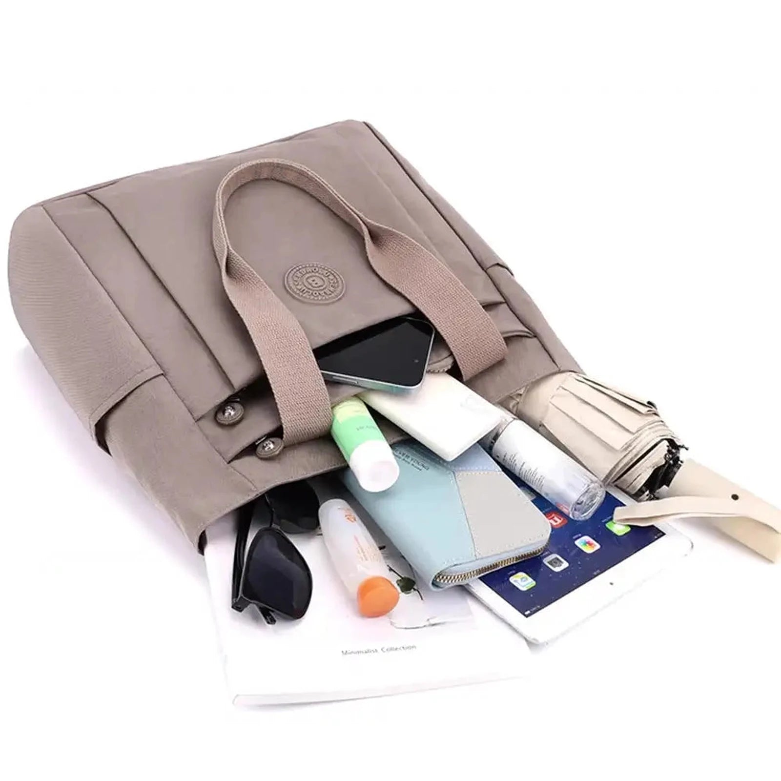 תיק צד COOLPASE דגם Carry Travel Tote עם מחשב טאבלט ארנק משקפיים ומטריה, המחשה לקיבולת גדולה לחיי היומיום