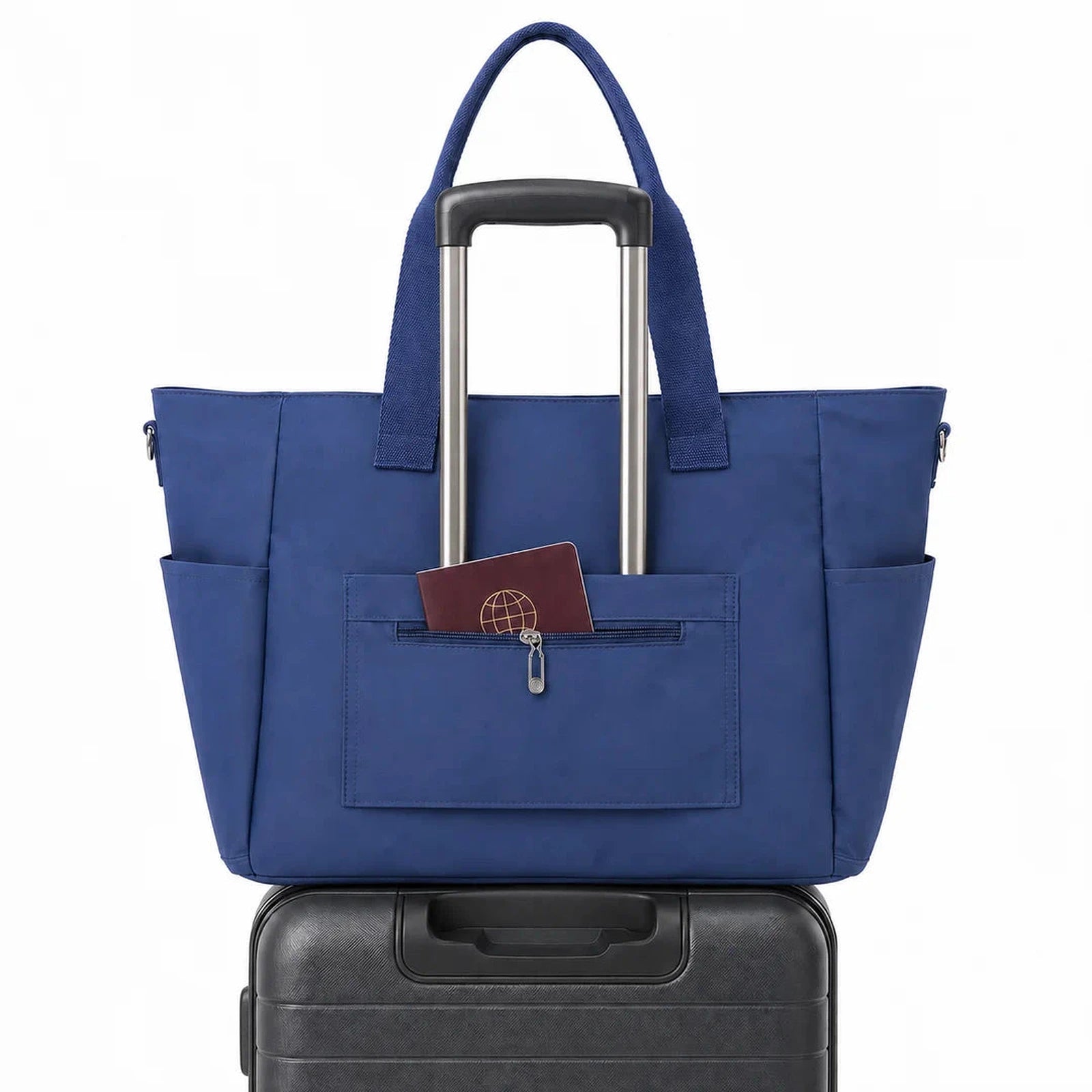 תיק צד COOLPASE Carry Travel Tote מתלבש על ידית מזוודת טרולי דרך שרוול אחורי - עם כיס לדרכון לנסיעות