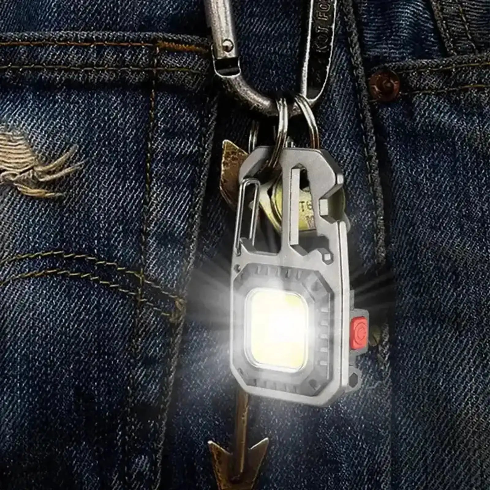 פנס מיני LED E-SMARTER תלוי על מפתחות בכיס מכנסיים, נוח לנשיאה יומיומית, 7 מצבי תאורה