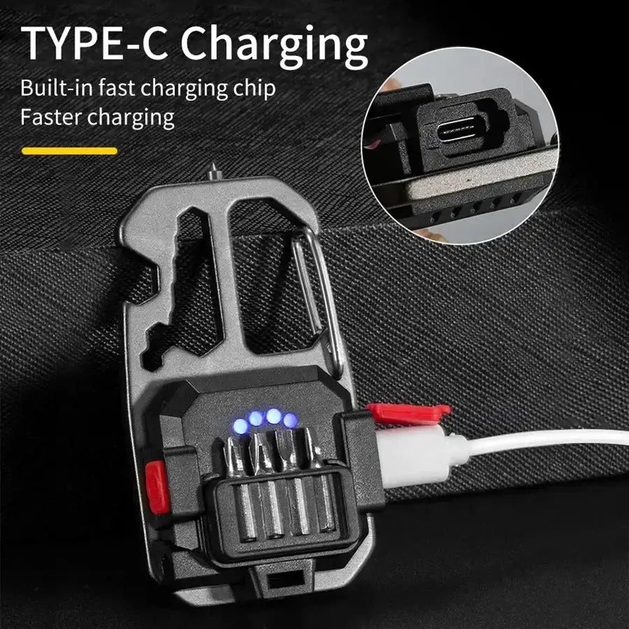 פנס הישרדות מיני E-SMARTER בטעינה באמצעות כבל USB Type-C עם שבב טעינה מהירה, עמיד מים IPX4