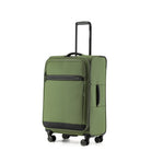 מזוודת בד ETERNITY PHOENIX בצבע ירוק זית 24 אינץ במבט זווית עם ידית טלסקופית פרוסה וידית צידית נראית