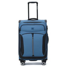 מזוודה בינונית 24 אינץ' מבד ETERNITY TUCSON בצבע כחול, בד פוליאסטר בציפוי PU דוחה מים, גלגלי ספינר ומנעול TSA, מבט מלפנים
