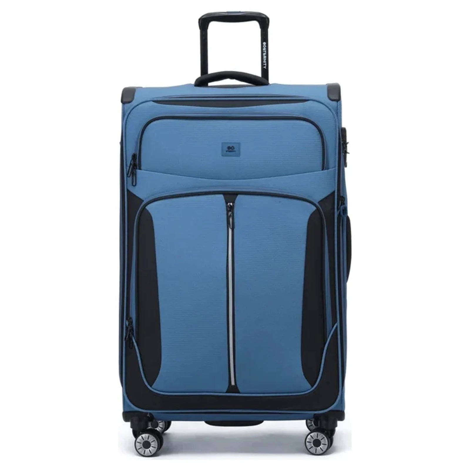 מזוודה גדולה 28 אינץ' מבד ETERNITY TUCSON בצבע כחול, בד פוליאסטר בציפוי PU דוחה מים, גלגלי ספינר ומנעול TSA, מבט מלפנים