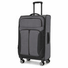 מזוודה גדולה 28 אינץ' מבד ETERNITY TUCSON בצבע אפור, מבט תלת רבעי עם ידית טלסקופית, מנעול TSA וגלגלי ספינר כפולים