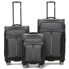 סט מזוודות בד ETERNITY TUCSON אפור 28 ועשרים וארבע ועשרים אינץ, בד פוליאסטר ציפוי PU, גלגלי ספינר ומנעול TSA