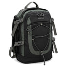 תרמיל חיילים 45 ליטר Go Nature AMIGO 45L - בצבע שחור - מבט חזית בזווית עם רצועת הבנג׳י ורצועות הכיווץ