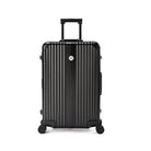 מזוודת טרולי Goby London Atlantic 20 אינץ' מבט קדמי שחורה אלומיניום תעופתי עם לוגו ממותג וידית טלסקופית