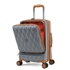 טרולי עלייה למטוס 20 אינץ Goby London Diamond אפור תא קדמי פתוח עם יציאות USB ו-Type-C טעינה
