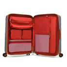 פנים מזוודה קשיחה Goby London Diamond אפור עם תאי ארגון בד משי אנטיבקטריאלי ורוכסנים כפולים
