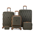 סט מזוודות קשיחות Goby London Diamond חמישה פריטים צבע קפה עם ביוטי קייס ונרתיק 11 אינץ