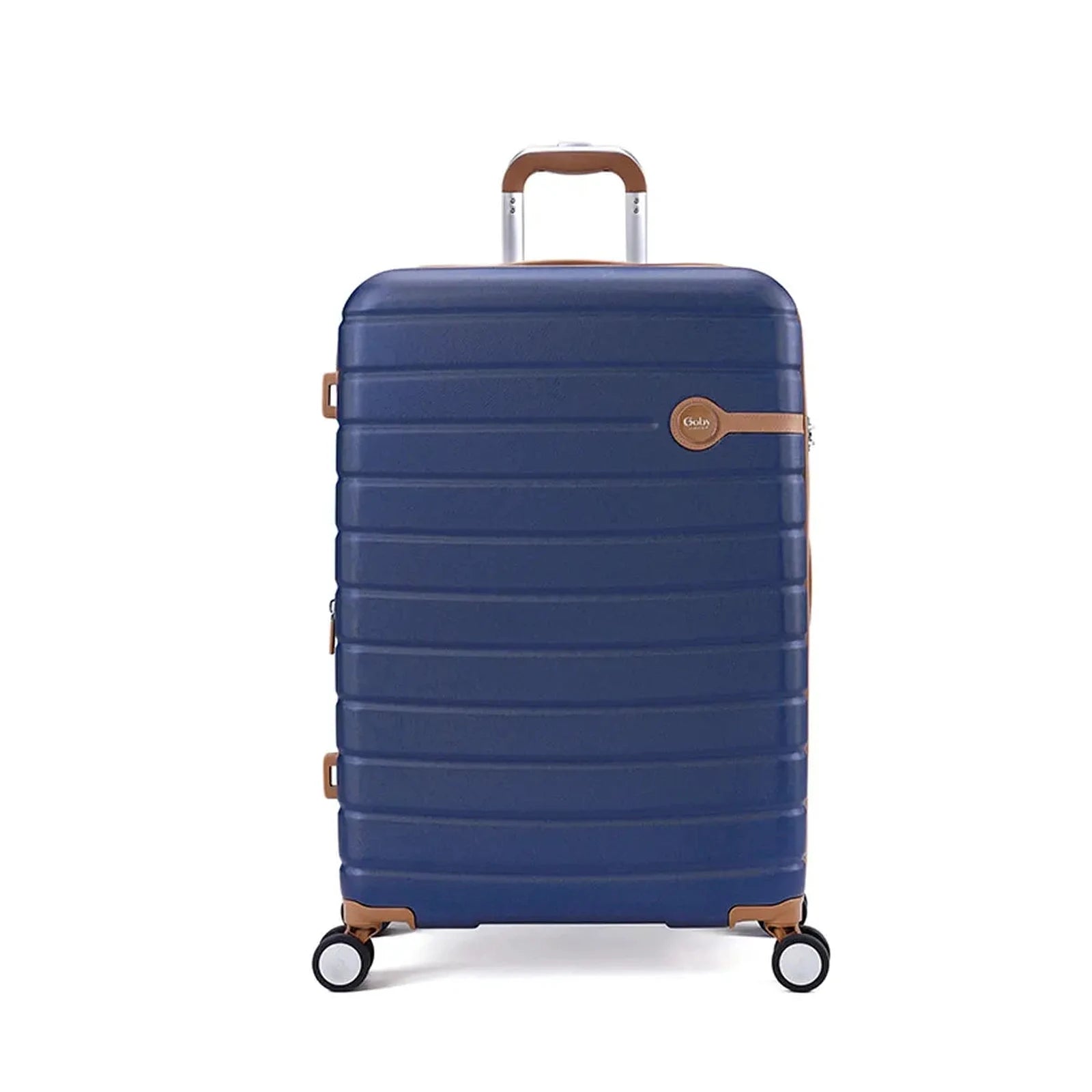 מזוודה טרולי קשיחה 20 אינץ' Goby London JUPITER בצבע כחול, עשויה מחומר ABS עם פוליקרבונט, מבט מלפנים