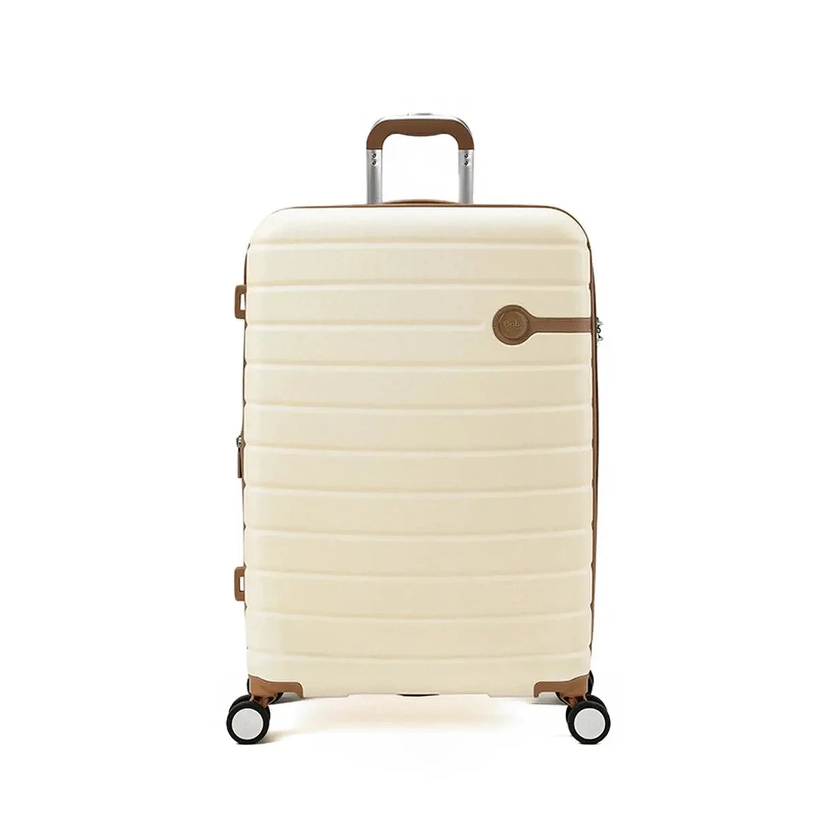 מזוודה טרולי קשיחה 20 אינץ' Goby London JUPITER בצבע שמנת, עשויה מחומר ABS עם פוליקרבונט, מבט מלפנים