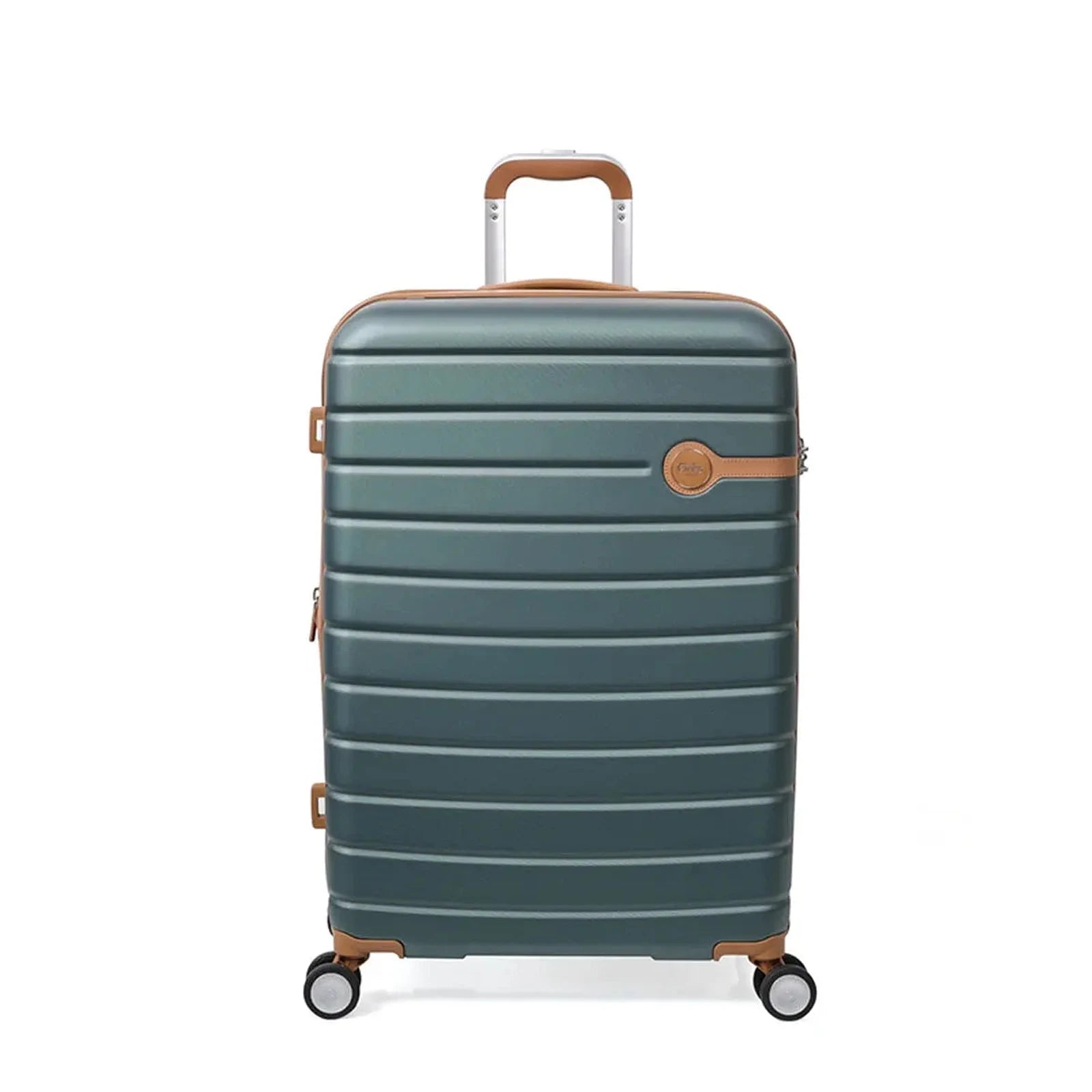 מזוודה טרולי קשיחה 20 אינץ' Goby London JUPITER בצבע ירוק, עשויה מחומר ABS עם פוליקרבונט, מבט מלפנים
