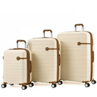 סט שלוש מזוודות קשיחות Goby London JUPITER 20+25+29 אינץ' מפוליקרבונט ABS בצבע שמנת עם גלגלי ספינר 360°