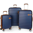 סט שלוש מזוודות קשיחות Goby London JUPITER 20+25+29 אינץ' מפוליקרבונט ABS בצבע כחול עם גלגלי ספינר 360°