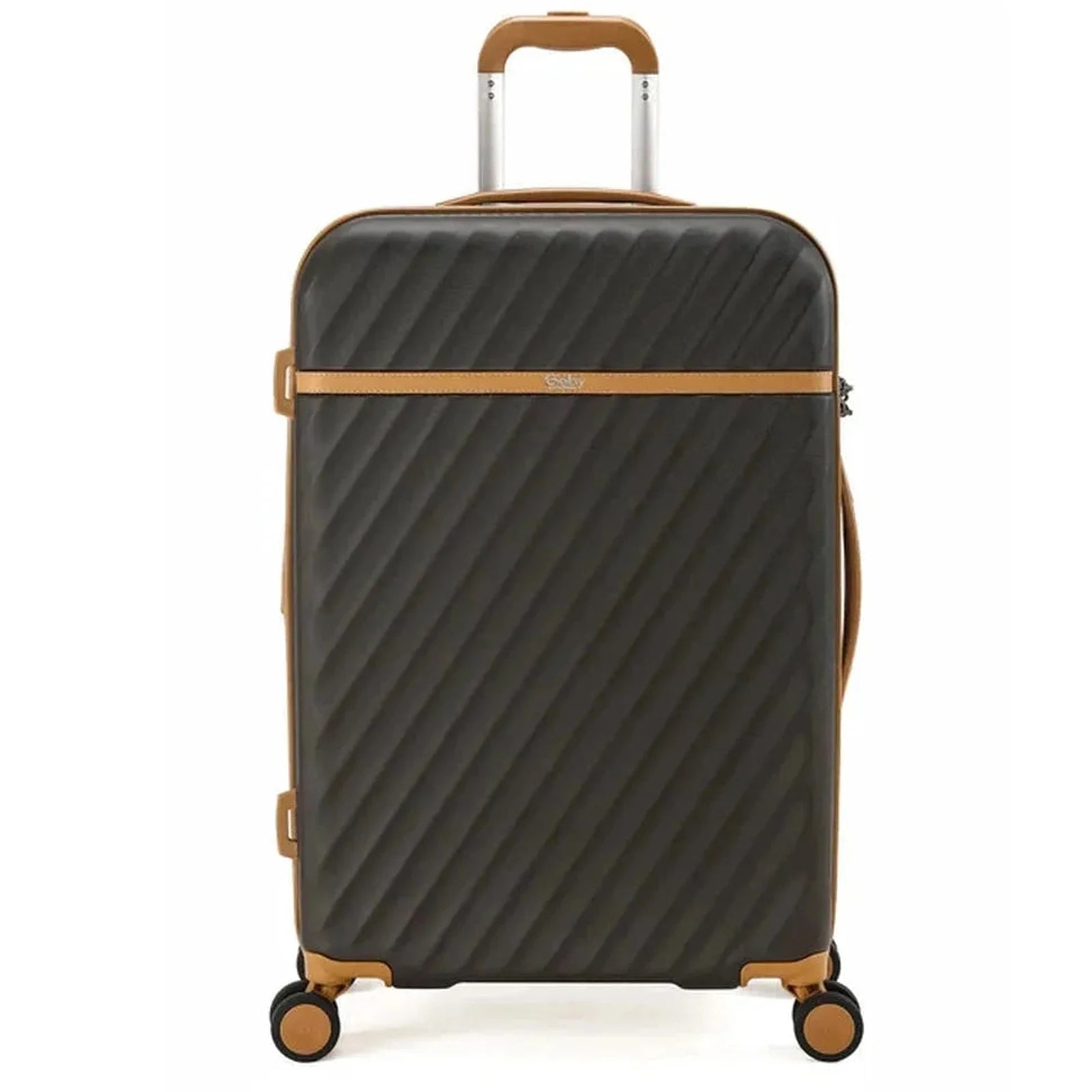 מזוודה גדולה 28 אינץ Goby London OCEAN WAVE בצבע קפה, עשויה מחומר ABS ופוליקרבונט, מבט מלפנים