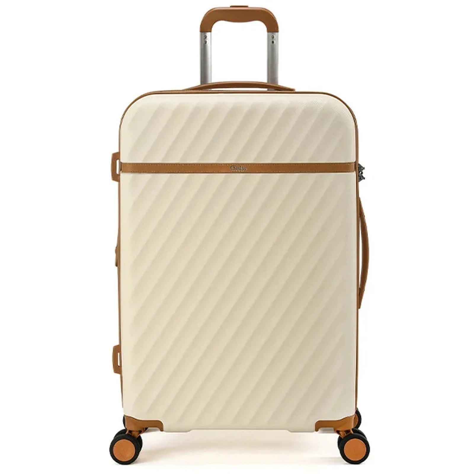מזוודה גדולה 28 אינץ Goby London OCEAN WAVE בצבע שמנת, עשויה מחומר ABS ופוליקרבונט, מבט מלפנים
