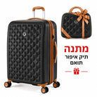 מזוודת טרולי קשיחה 20 אינץ' שחורה Goby London Ocean Coral עם תיק איפור תואם מתנה גלגלי ספינר 360 ומנעול TSA