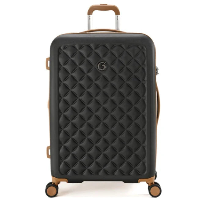 מזוודה בינונית 25 אינץ' Goby London Ocean Coral שחורה חזית ישירה ABS פוליקרבונט רוחב 50 סמ