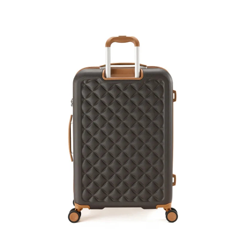 גב מזוודה בינונית 25 אינץ' Goby London Ocean Coral קפה ABS פוליקרבונט ידית טלסקופית אחריות 3 שנים