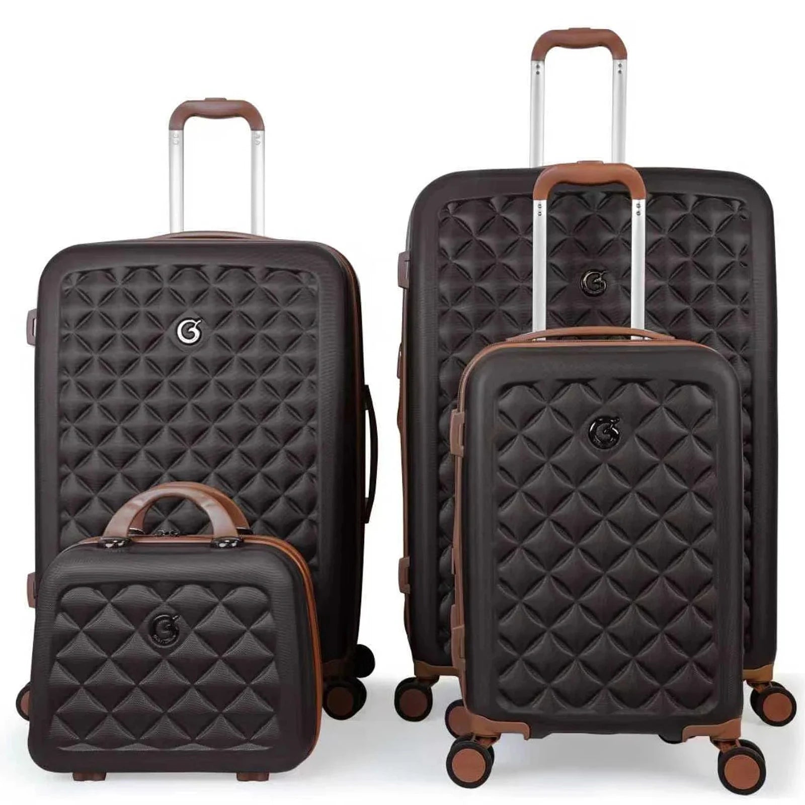 סט ארבעה פריטים Goby London Ocean Coral קפה מזוודות קשיחות ABS פוליקרבונט 29 25 20 אינץ ותיק איפור תואם