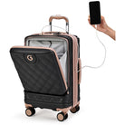 טעינת טלפון בשקע ה-USB של טרולי Goby London OCEAN ROYALE 20 אינץ' עם התא הקדמי הנפתח ללפטופ