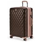 מזוודה גדולה Goby London OCEAN ROYALE 29 אינץ' קשיחה בצבע קפה - עיצוב יהלומים בטקסטורת קפיטונאז' עם גימורי רוז-גולד