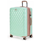 מזוודה גדולה Goby London OCEAN ROYALE 29 אינץ' קשיחה בצבע מנטה - עיצוב יהלומים בטקסטורת קפיטונאז' עם גימורי רוז-גולד