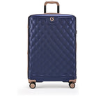מזוודה גדולה Goby London OCEAN ROYALE 29 אינץ' קשיחה בצבע נייבי - עיצוב יהלומים בטקסטורת קפיטונאז' עם גימורי רוז-גולד